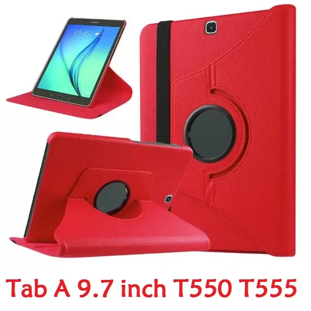 Nuovo Coque Per Samsung Galaxy Tab A 9.7 ''T550 T555 P550 Custodia 360 Rotazione Smart Stand Custodia In Pu Per Samsung T550 T555 360 Custodia