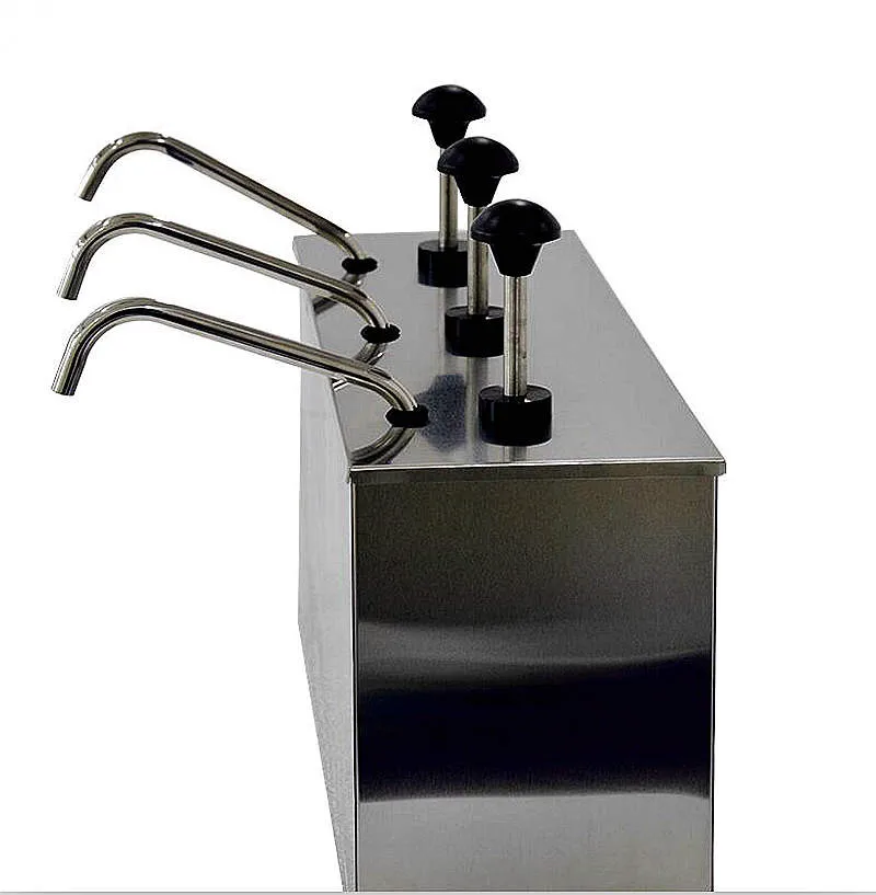3-Bucket-Sauce-Dispenser-Pump-Squeeze-Condiment-Dispensing-Stainless-Steel