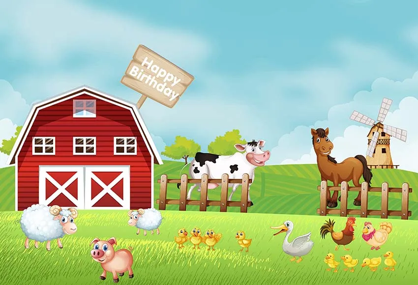 Виниловый фон для студийной фотосъемки с изображением животных зеленой травы и