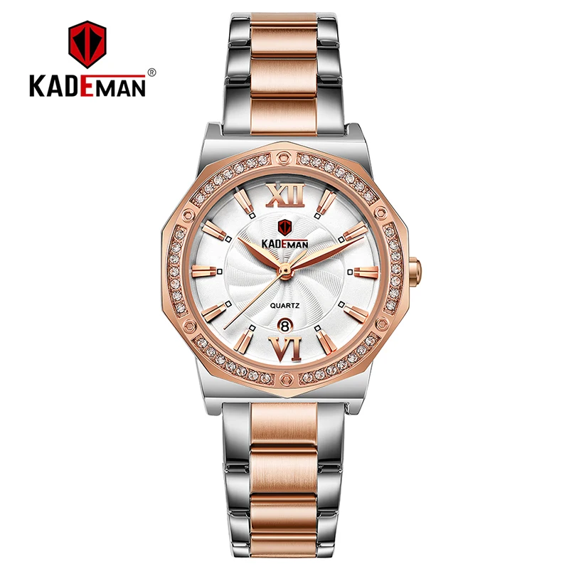 Kademan женские наручные часы сладкий полный стальной браслет Роскошный Кристалл для женщин часы Высокое качество модный бренд дизайн женский