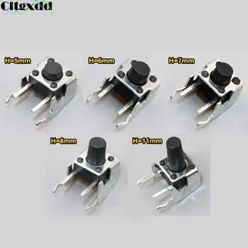 

Cltgxdd 100PCS 6*6*5 6/7/8/11mm Tactile Tact Push Button Switch Right Angle With stent PCB Momentary 6X6X5 6/7/8/11mm