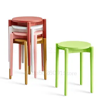 

Simple Stool Plastic Round Stool Household Low Stool Nordic Fashion Creative Thick Stool Foldable Dining Stool