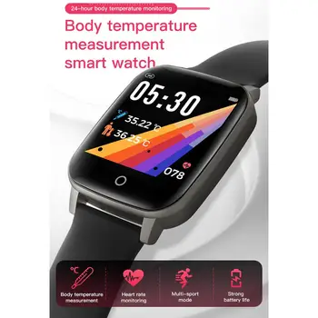 

Thermometer Smart Bracelet Body Temperature Monitor Measurement Health Waterproof Bluetooth5.0 1.3inch Smart Watch Band Fitness