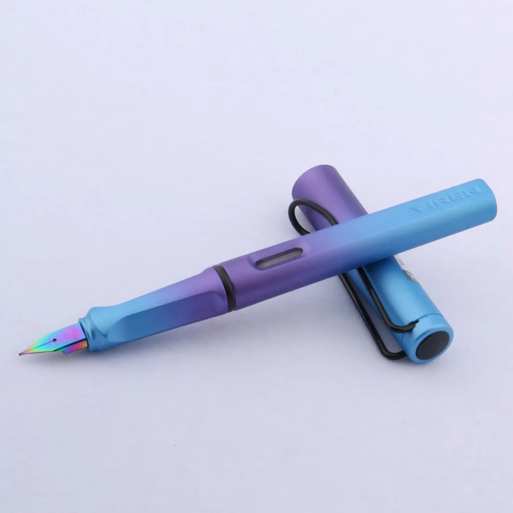 fashion color Gradient EF Nib BLUE purple aurora Fountain Pen - Цвет: A5