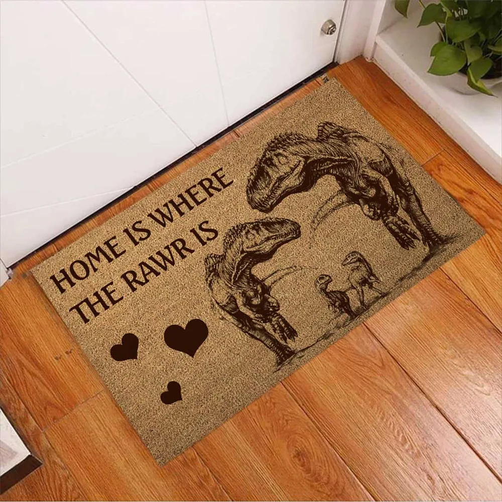 HXDinosaurDoormats3DGraphicHomeIsWhereTheRawrIsDinosaur