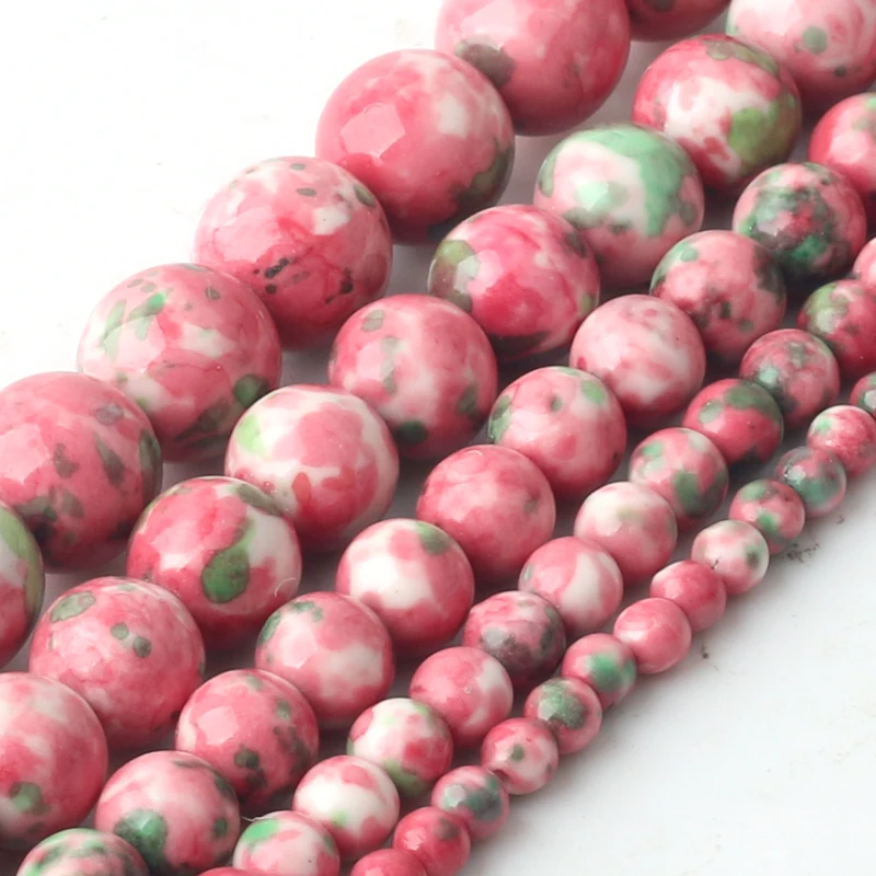 

Pink Natural Rain Flower Stone Beads For Jewelry DIY Charms Bracelet Necklace Beads Accessories 4-12 mm
