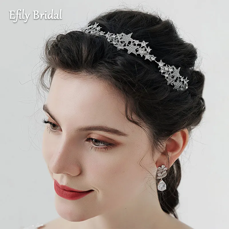 Efily – couronne de mariage étoile en cristal, bijoux, accessoires pour cheveux coréens pour femmes, diadème de mariée, bandeau en strass, cadeau de demoiselle d'honneur