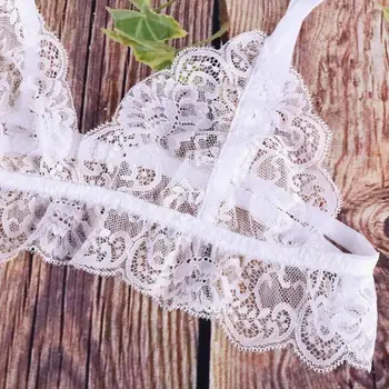 Women Underwear Sexy Lingerie Lace Bralette Bra And Panty Set Femme Crop Top G-string Transparent Brassiere Party See Through 4