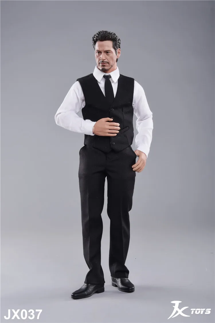 JXTOYS-037 1/6 Scale Male Figure Clothes Vest Suit Iron Man Tony Head Body Gentleman Clothes SModel for 12'' Action Figure DIY