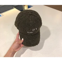 2021 Newest Prado Baseball Cap Woolen Lamb Woolen Knitting Early Autumn Hat Woman's Fashion Front Embroidered Logo