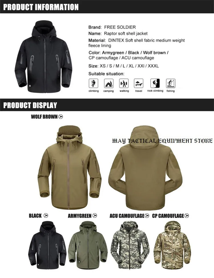 Men Outdoor TAD Jacket Waterproof Tactical Softshell Hooded Jacket Black Green Men Outdoor Jacket Waterproof TAD Coat Shark Skin