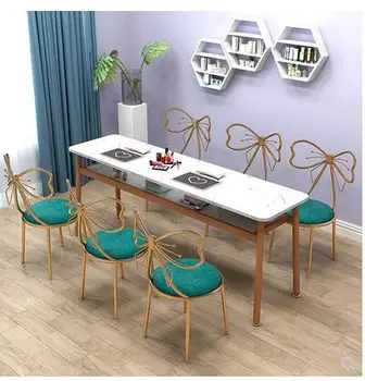 

Simple marble manicure table and chair set economic single double manicure table net red manicure table chair