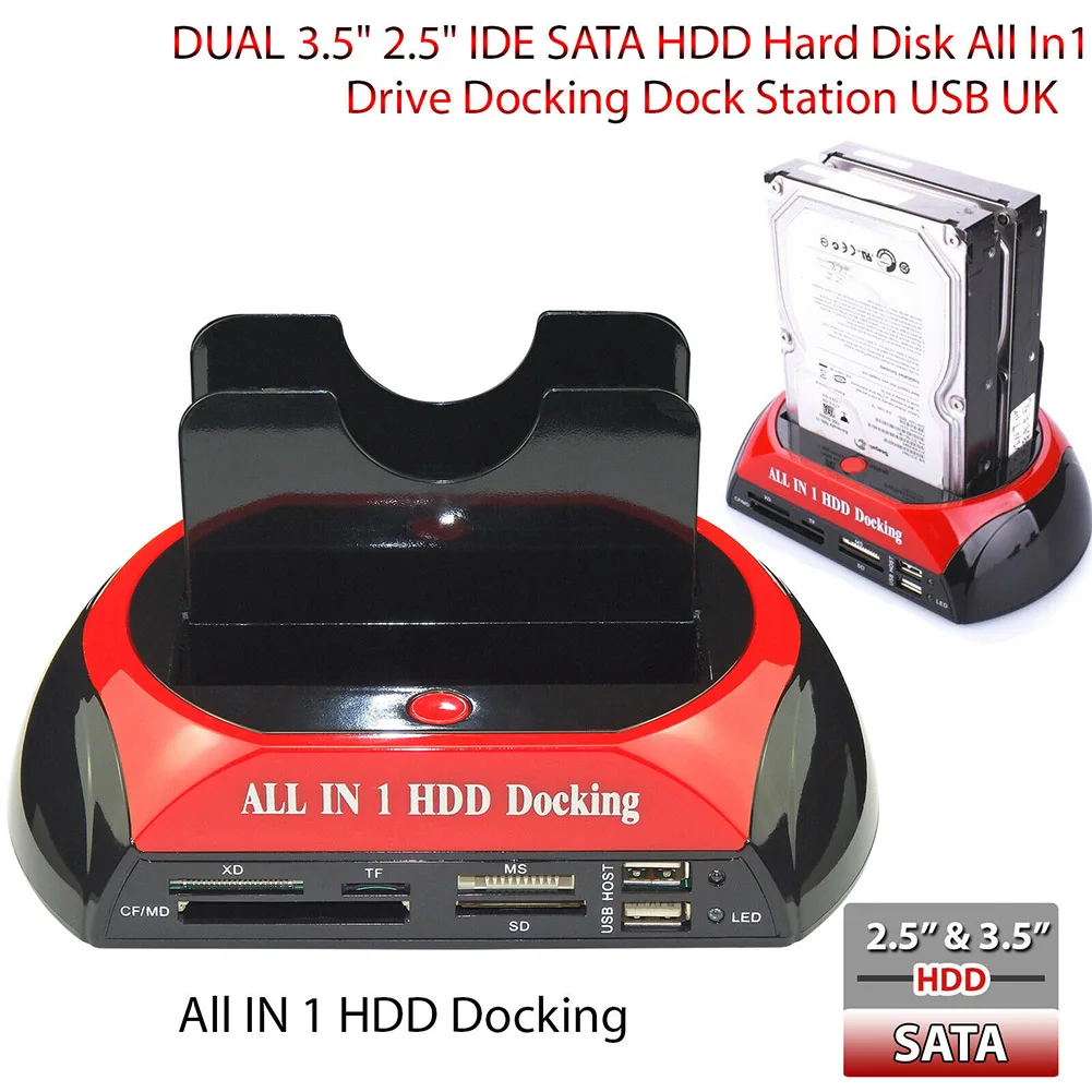 Горячий все в 1 IDE SATA HDD док-станция Dual USB 3,0 считыватель карт NV99