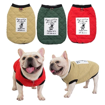

Three Colors Pets Dogs Clothes Thicker Cutton Coat Jacket Puppy Bulldog Clothing Lattice Outfit for Small Medium Dogs