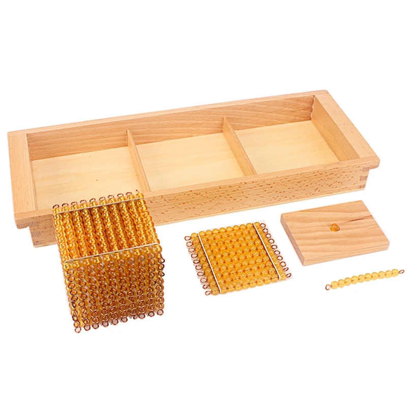  Montessori Math Educational Toys Gold Beads Material Symbols With Trays Kids 5 Years Teaching Toys  - 4000149147558