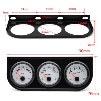 

Indicator Triple Gauge Kit Panel Mechanical Oil Pressure Boat Set Spare Parts Electrical Voltmeter 2''