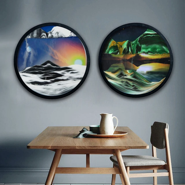 7/12 pouces Sable Mobile Art Photo Rond En Verre 3d Sablier Mer Profonde  Sandscape En Mouvement Affichage Fluide Sable Cadre Pour La Décoration  Intérieure - AliExpress