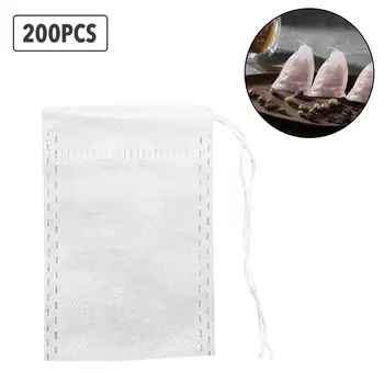 激安 200 個使い捨て茶フィルター巾着茶葉、コーヒーハーブフットバスpackaginスープ包装フィルターバッグ 6x8CM