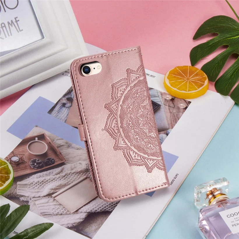 3D Flower Leather Case For iPhone 5 6 6S 7 8 Plus 11 Pro X XS XR Max SE 2020 Flip Wallet Phone Bag Stand Back Cover Fundas 11Pro iphone 7 cover