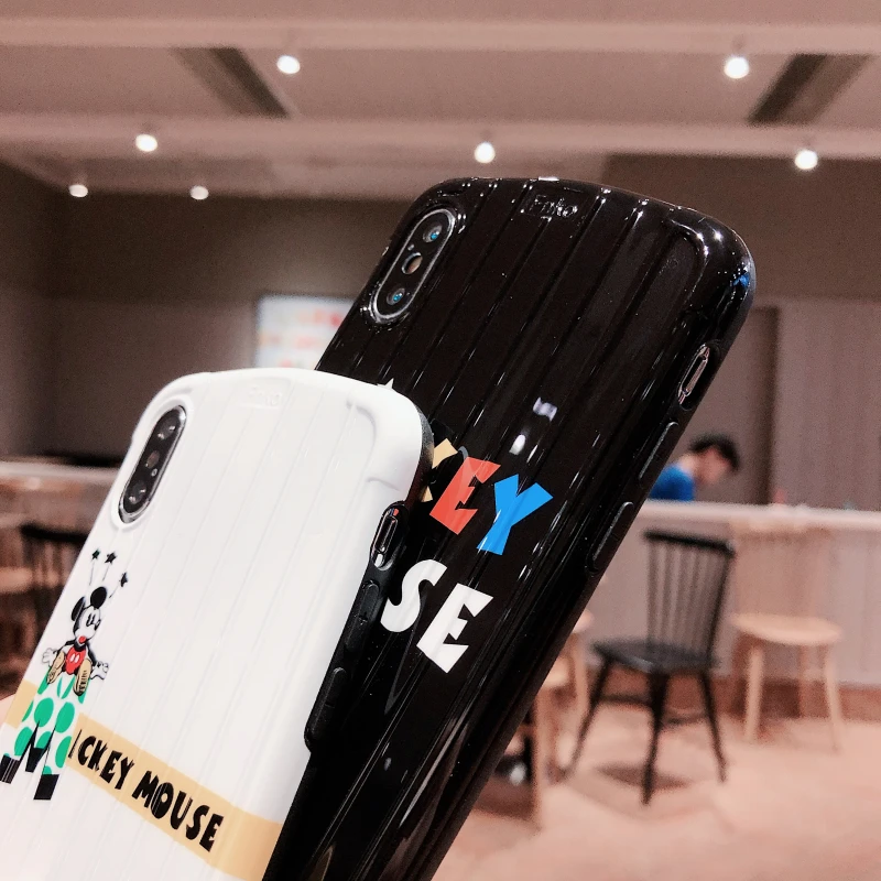 Глянцевый ТПУ Силиконовый протектор простой мультфильм Apple телефон плотный чехол багажный чехол Стиль для Iphone 6 7 8 S Plus X XR XS XSMAX