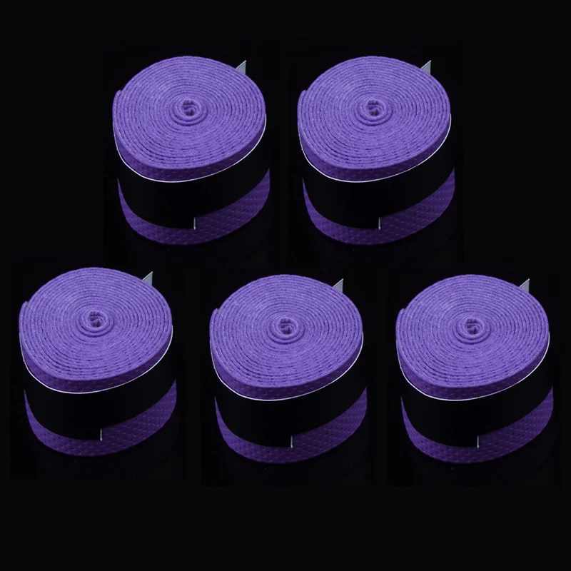 Purple 5 шт./компл. сухой противоскользящая влагопоглощающая намотка на теннисную ракетку пот поглощён накидки для сквоша ручки для бадминтона Вибрация ракетки Overgrip Sweatband - Цвет: Purple