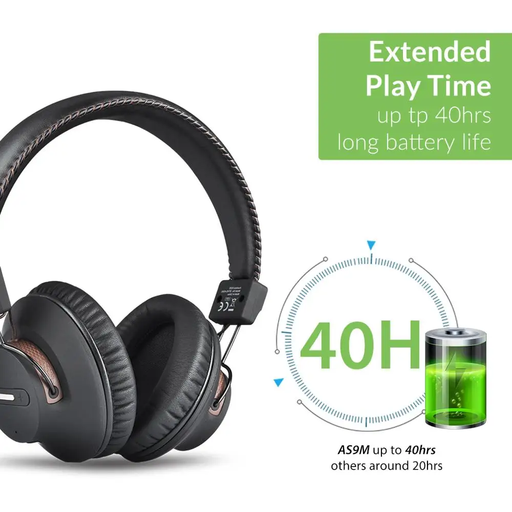 Avantree AS9M Bluetooth Over Ear Headphones with
