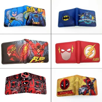 

Deadpool Flash Batman Jester Pu Wallet Boys Girls Coin zipper Pocket Short Bifold Photo Card Holder Layers Leather Cosplay Purse
