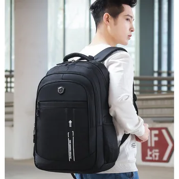 

Teenage Boys Backpack School Bags Large Capacity Black Nylon Middle High School Backpack Men Laptop Bagpack Big Preppy Style