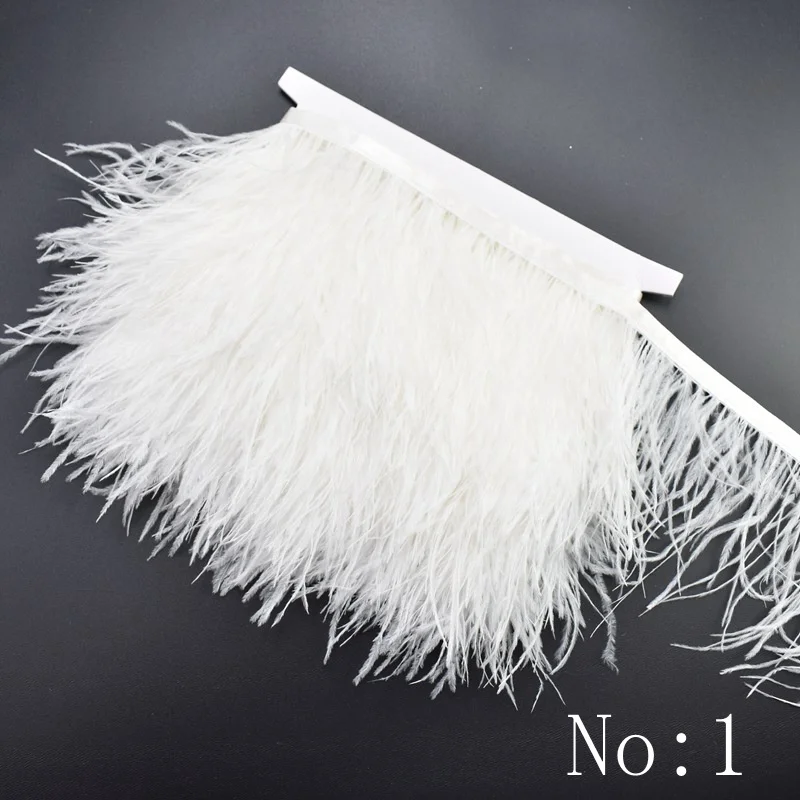 width8-10cm 1 м/лот, белые страусиные перья, отделка, бахрома, перья петуха, лента для рукоделия, швейная одежда, свадебные украшения - Цвет: width8-10cm