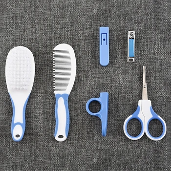 

6pcs/Set Baby Kids Manicure Nail Hair Care Nursing Tool Grooming Brush Clipper Scissors Hardware Newborn Safety Care Home Travel
