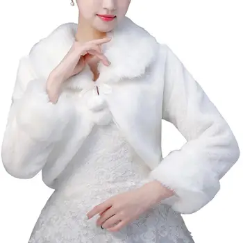 

Girl Women Winter Long Sleeve Faux Fur Wedding Outerwear Coat Wrap Warm Shawl