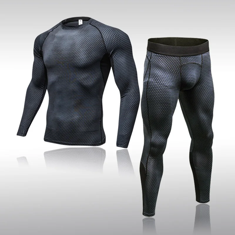 

Men Running Suit Compression Clothing Mens Tracksuit Jogging Longsleeve Set Track Fitness Gym Sport Suits Male