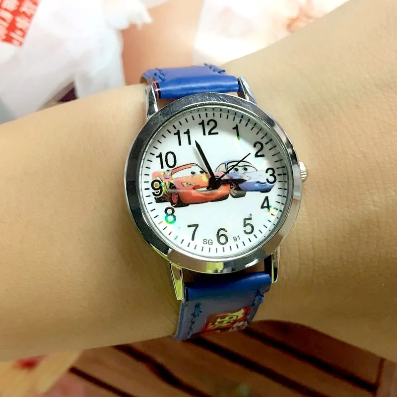 Милые детские часы с мультяшным автомобилем Детские Кварцевые подарок на день