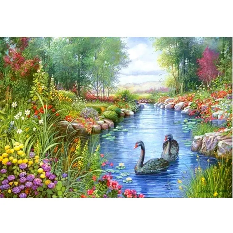 

Gatyztory 60Ã—75cm Animals DIY Painting By Numbers HandPainted Swan Oil Painting Canvas Colouring Home Decoration
