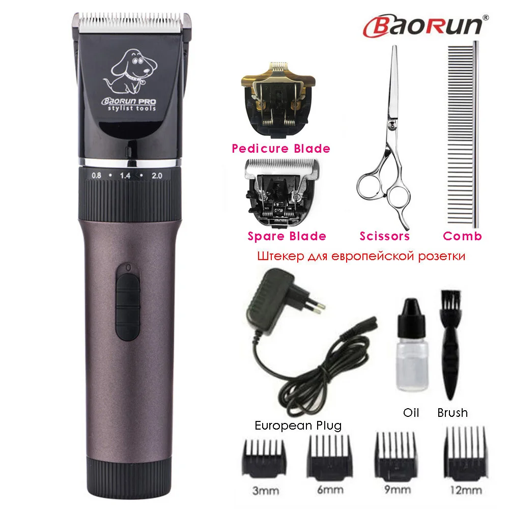 Coffee Full Kit Профессиональный триммер для волос домашних животных, электрическая перезаряжаемая машинка для стрижки кошек и собак, машинка для стрижки, мощная Бритва для животных, 110-240 В - Цвет: Coffee Full Kit