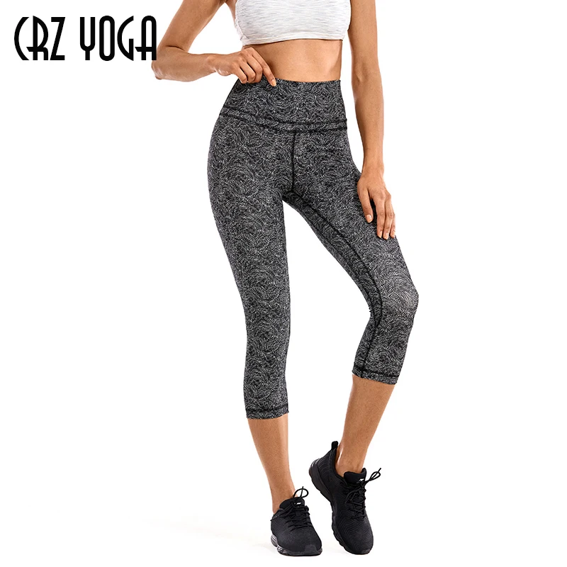 CRZ YOGA Women's Naked Feeling High Waist Crop Capri Tummy Control Printed Camo Leggings -19 Inches CRZ YOGA Women's Naked Feeling High Waist Crop Capri Tummy Control Printed Camo Leggings -19 Inches