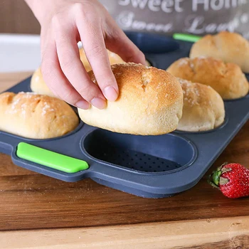 

DIY Creative Non-stick Baking Mold Kitchen Cake Food Grade Silicone French Bread Mold Home Burger Mold Muffin Tray Home 2020
