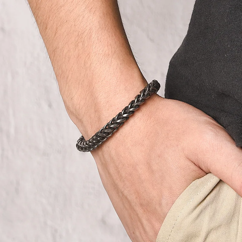 

Jiayiqi Vintage Stainless Steel Bracelet Men Women Punk Hip Hop Silver Curb Cuban Link Chain Bangle Jewelry Gift 18.5/20.5/22cm