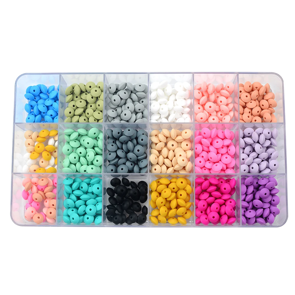 Baby Teething Items cute LOFCA 12mm 100Pcs/lot  Silicone Lentil Round Beads Teething Baby Teether Chew BPA Free DIY Pacifier Chain Food Grade Silicone Baby Teething Items medium