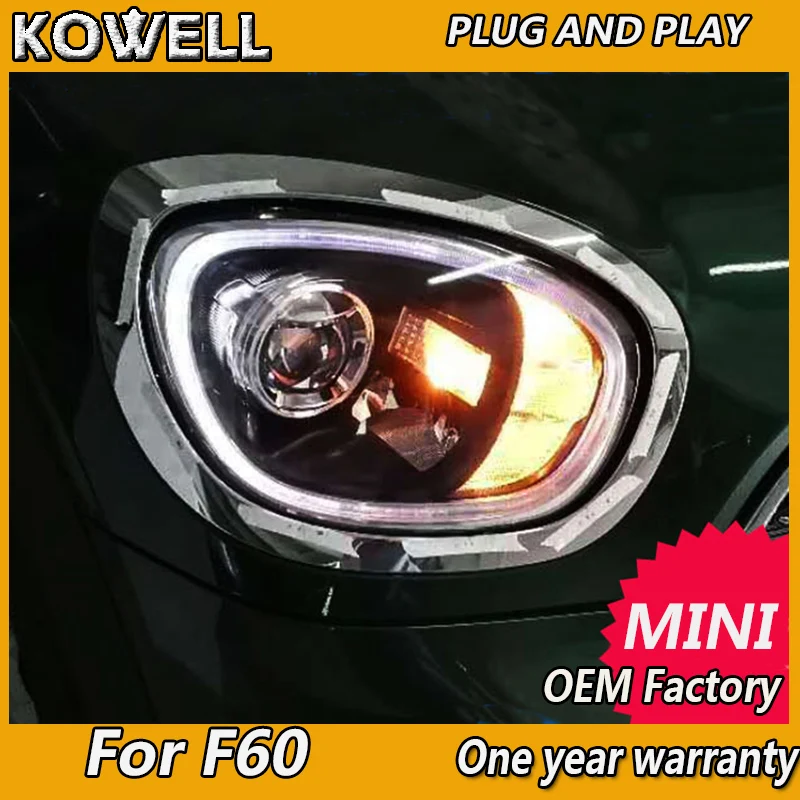 

KOWELL Car Styling For BMW MINI Cooper Countryman F60 Full LED Headlights Lens Projector turn signal LED DRL front headlight