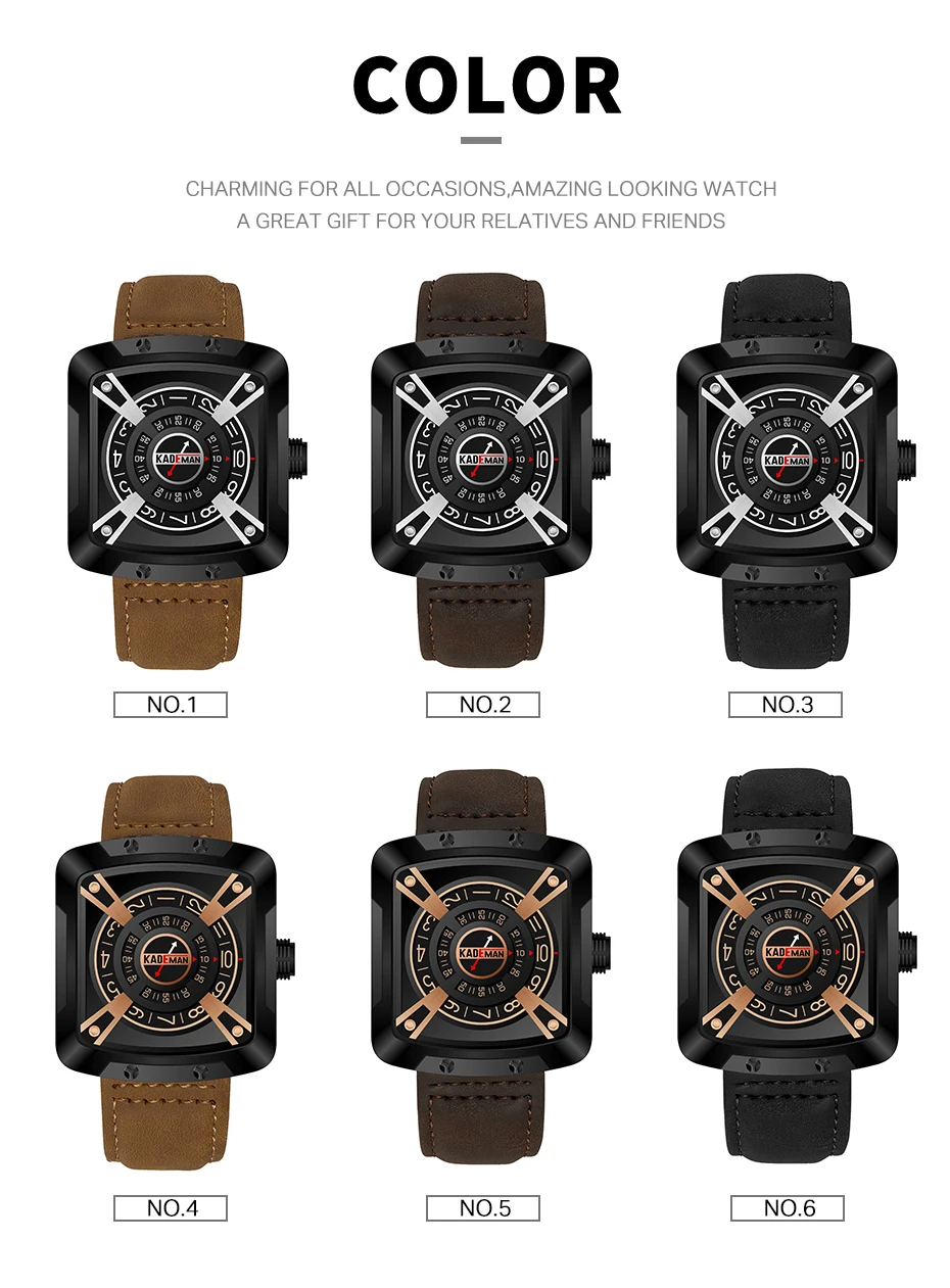 KADEMAN оригинальные мужские часы класса люкс спортивные Spure часы от топ бренда 3ATM Повседневное кожа Наручные часы Бизнес Мужские кварцевые часы Relogio