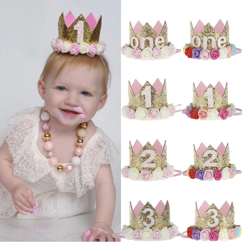 Chapeau Couronne Rose Pour Decor De Fete De 1er Anniversaire Pour Enfants De 1 2 3 Ans Pour Garcon Et Fille Pour Fete Prenatale Aliexpress