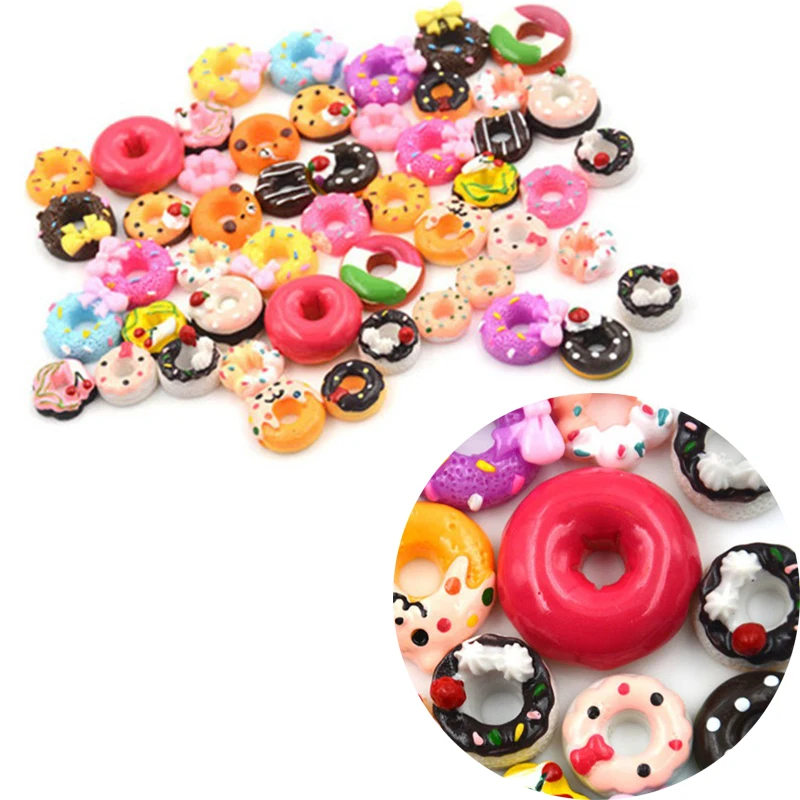 Miniature DIY Phone Case Decor Doughnut Food Craft 10Pcs Resin Dollhouse | Дом и сад