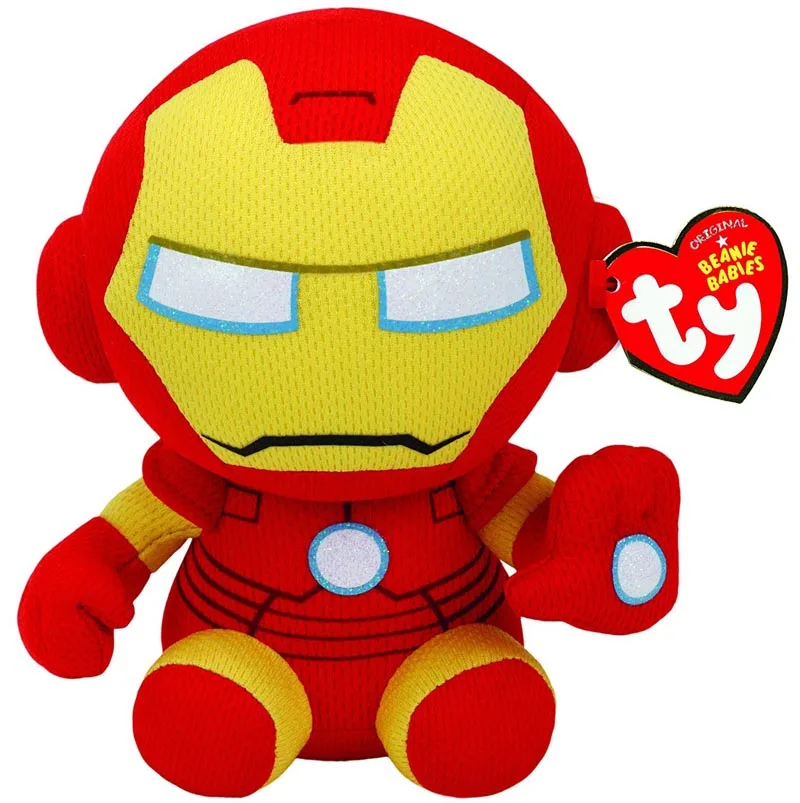 Ty Beanie для малышей, серия супергероев Marvel, Железный человек, Человек-паук, Халк, Черная пантера, плюшевая игрушка, детский подарок, 15 см - Цвет: Ironman