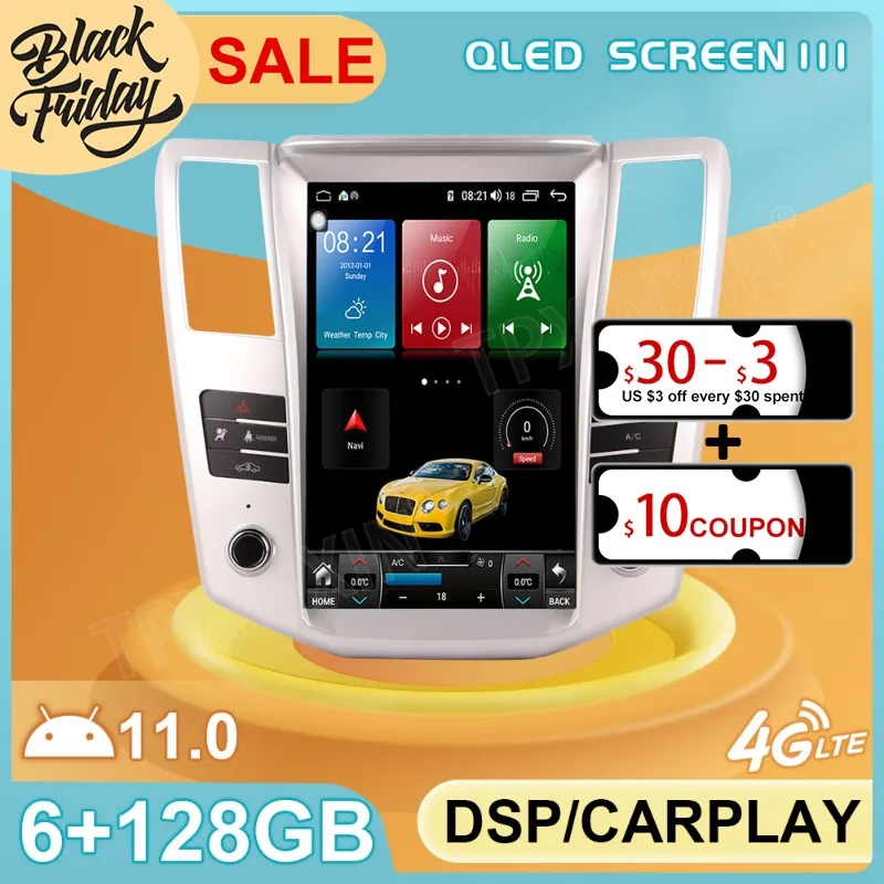 

128GB Android 11 Tesla Style for Lexus RX RX300 RX330 RX350 RX400H 2004 GPS Car Navigation Multimedia Stereo Player Radio 2 DIN