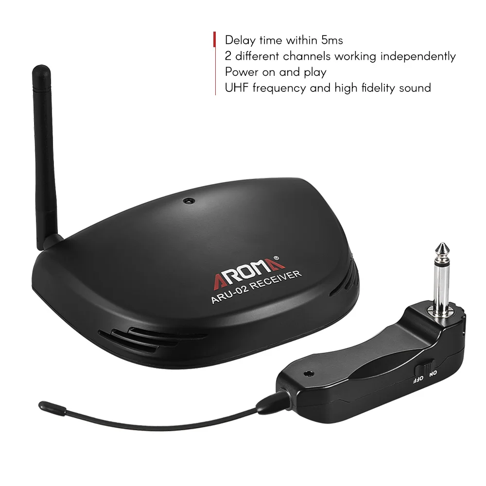 

Hot New ARU-02 Professional Rechargeable UHF Wireless Digital Audio Transmission Transmitter Receiver System for Guitar