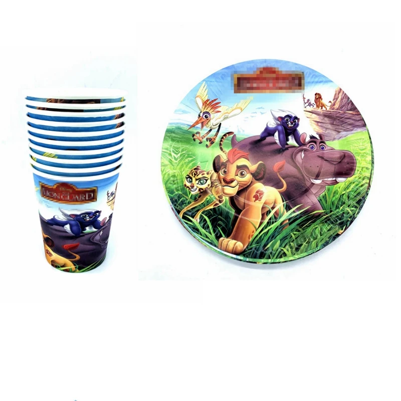 20pcs Simba Джунгли животных льва серии тема тарелки чашки набор мальчиков на день рождения, День благодарения Тема вечерние украшения - Цвет: 20pcs Simba