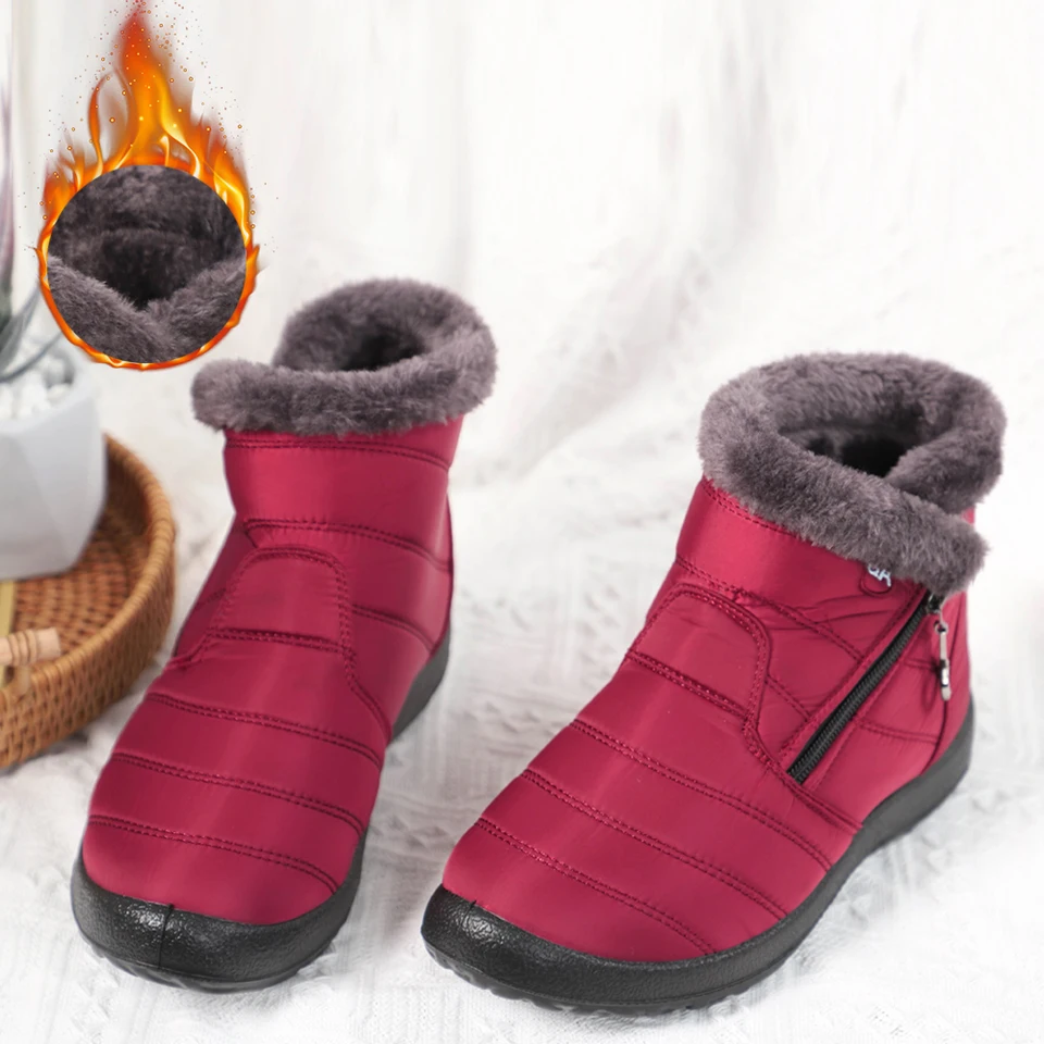 Stivali invernali da donna, imbottiti, caldi, da neve, antiscivolo, invernali, a gambo corto, in pelle scamosciata, colore marrone, marrone, 38 EU