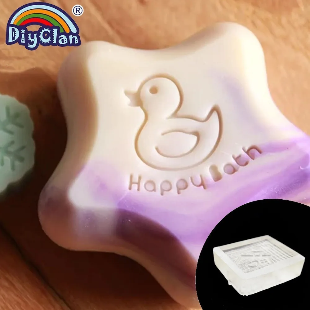 Утенок ручной работы мыло штамп плесень прозрачный Happy Bath Diy органическое стекло мыло решений печать с ручкой акриловые главами на заказ