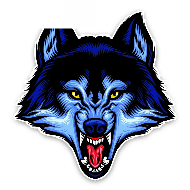 DAWASARU Забавный мультфильм Angry Cute Wolf Head ПВХ украшение автомобиля Наклейка